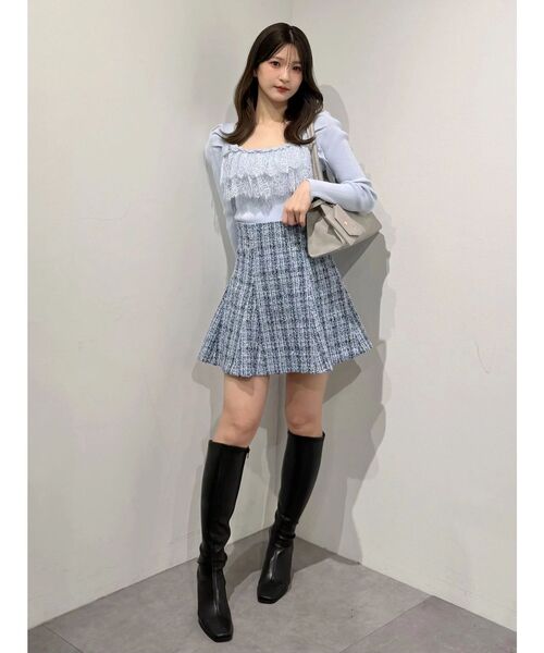 MERCURYDUO（マーキュリーデュオ）の「異素材レースフリルニット（ニット/セーター・レディース・ライトブルー/チャコールグレー/オフホワイト・FREE）」の22枚目の写真