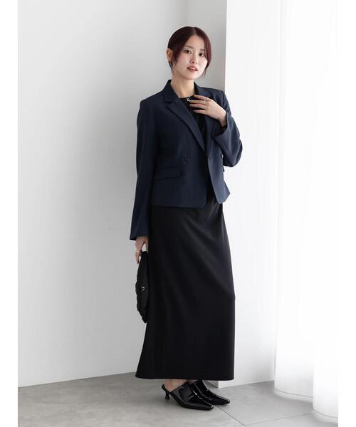 Te chichi(テチチ)の「フレア袖クロップトテーラードジャケット【AOYAMA FASHION ASSOCIATION × Té chichi】(ノーカラージャケット・レディース・ネイビー/ベージュ・F)」の21枚目の写真