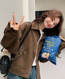 lulufa（ルルファ）の「スエード ジップアップジャケット/ジップ付きライトアウター 韓国ストリート（その他アウター）」