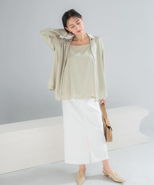 URBAN RESEARCH ROSSO WOMEN（アーバンリサーチ　ロッソ）の「ヴィンテージシルキーサテンキャミソール（キャミソール・レディース・ベージュ系その他/オフホワイト・FREE）」の8枚目の写真