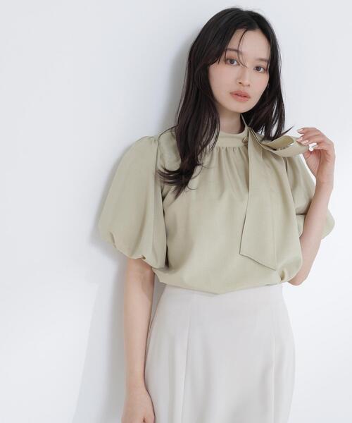 NATURAL BEAUTY BASIC(ナチュラルビューティーベーシック)の「【Oggi.jp掲載】リネンライクサイドタイブラウス(シャツ/ブラウス・レディース・ブラウン/ベージュ/イエロー/ブルー・SMALL/MEDIUM)」の4枚目の写真