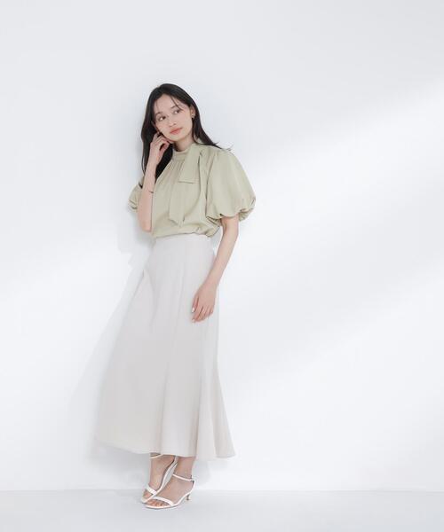 NATURAL BEAUTY BASIC(ナチュラルビューティーベーシック)の「【Oggi.jp掲載】リネンライクサイドタイブラウス(シャツ/ブラウス・レディース・ブラウン/ベージュ/イエロー/ブルー・SMALL/MEDIUM)」の12枚目の写真