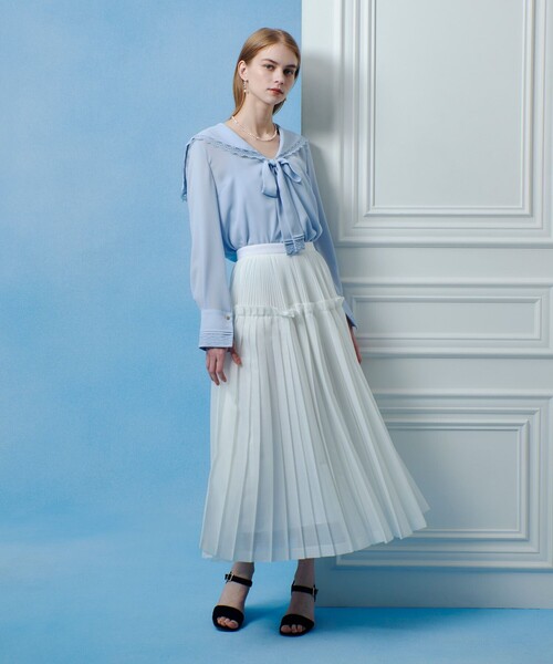LOULOU WILLOUGHBY(ルルウィルビー)の「【LOULOU WILLOUGHBY】セーラーカラージョーゼットブラウス(シャツ/ブラウス・レディース・ホワイト/サックスブルー/ブラック・2)」の17枚目の写真