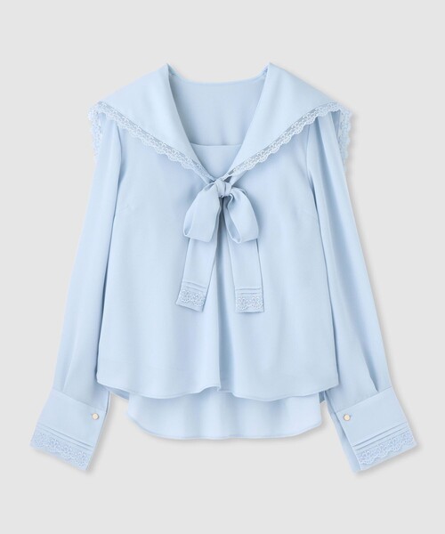 LOULOU WILLOUGHBY(ルルウィルビー)の「【LOULOU WILLOUGHBY】セーラーカラージョーゼットブラウス(シャツ/ブラウス・レディース・ホワイト/サックスブルー/ブラック・2)」の18枚目の写真