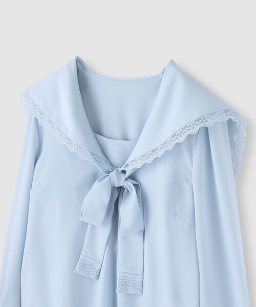 LOULOU WILLOUGHBY(ルルウィルビー)の「【LOULOU WILLOUGHBY】セーラーカラージョーゼットブラウス(シャツ/ブラウス・レディース・ホワイト/サックスブルー/ブラック・2)」の21枚目の写真