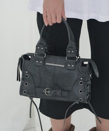 .KOM（ドットコム）の「A'GEM/9 × .kom 『FANCY CLUB/ファンシークラブ』 BELTED WASHING LEATHER MINI BAG/ベルトウォッシングレザーミニバッグ（ショルダーバッグ）」