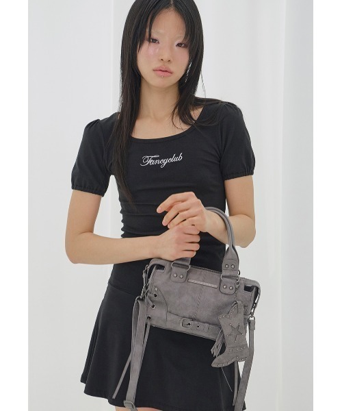 FANCY CLUB BELTED WASHING ショルダーバッグ ブラック A'GEM/9 × .kom 『FANCY CLUB/ファンシークラブ』 BELTED WASHING