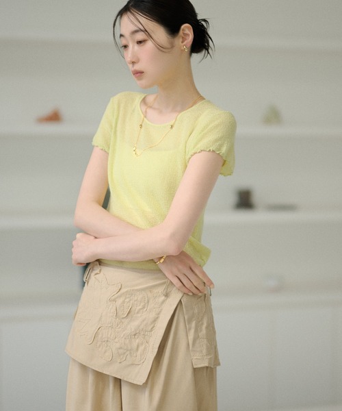 LAULEN(ローレン)の「crew neck mellow sleeves tops /クルーネックメロースリーブトップス(Tシャツ/カットソー・レディース・ホワイト/チャコールグレー/ブラック/ライトブルー/ライトグリーン/ピンク・FREE)」の5枚目の写真