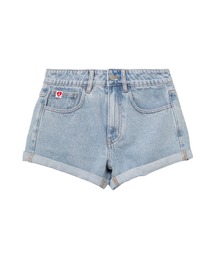 PU BADGE DENIM SHORTS
