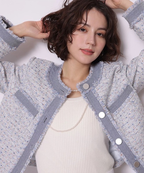 Arpege story(アルページュストーリー)の「デニムドッキングツイードジャケット(その他アウター・レディース・ライトブルー/ピンク系その他5・2/1)」の6枚目の写真