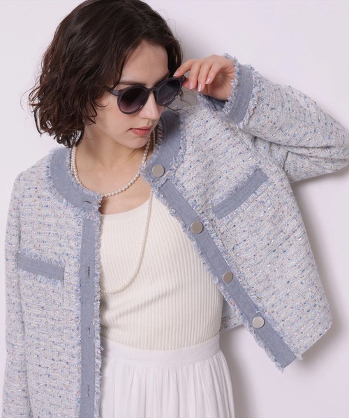 Arpege story(アルページュストーリー)の「デニムドッキングツイードジャケット(その他アウター・レディース・ライトブルー/ピンク系その他5・2/1)」の8枚目の写真