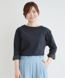 【7分袖／コットン100％／見返し刺繍入り／5colors】ハービー フィールド柄プルオーバー