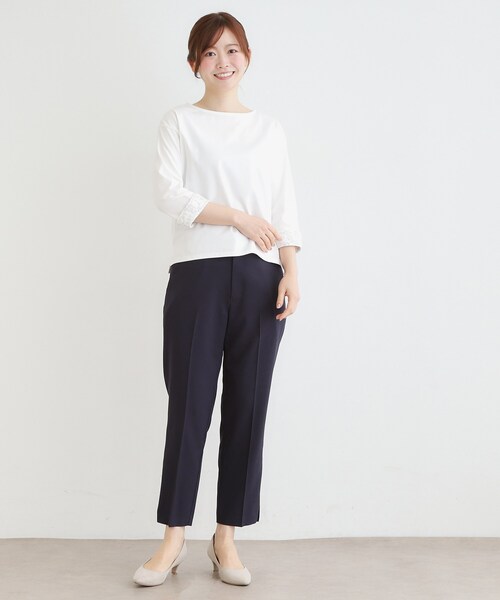 LAURA ASHLEY(ローラアシュレイ)の「【7分袖/コットン100%/見返し刺繍入り/5colors】ハービー フィールド柄プルオーバー(Tシャツ/カットソー・レディース・ライトオレンジ系/グリーン/オフホワイト/ネイビー/ライトブルー・38/40)」の11枚目の写真