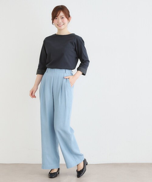 LAURA ASHLEY(ローラアシュレイ)の「【7分袖/コットン100%/見返し刺繍入り/5colors】ハービー フィールド柄プルオーバー(Tシャツ/カットソー・レディース・ライトオレンジ系/グリーン/オフホワイト/ネイビー/ライトブルー・38/40)」の22枚目の写真