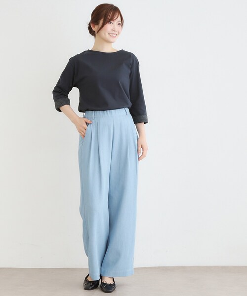 LAURA ASHLEY(ローラアシュレイ)の「【7分袖/コットン100%/見返し刺繍入り/5colors】ハービー フィールド柄プルオーバー(Tシャツ/カットソー・レディース・ライトオレンジ系/グリーン/オフホワイト/ネイビー/ライトブルー・38/40)」の21枚目の写真