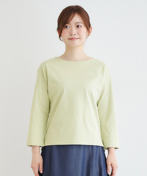 LAURA ASHLEY(ローラアシュレイ)の「【7分袖/コットン100%/見返し刺繍入り/5colors】ハービー フィールド柄プルオーバー(Tシャツ/カットソー・レディース・ライトオレンジ系/グリーン/オフホワイト/ネイビー/ライトブルー・38/40)」の19枚目の写真