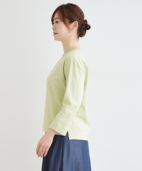LAURA ASHLEY(ローラアシュレイ)の「【7分袖/コットン100%/見返し刺繍入り/5colors】ハービー フィールド柄プルオーバー(Tシャツ/カットソー・レディース・ライトオレンジ系/グリーン/オフホワイト/ネイビー/ライトブルー・38/40)」の18枚目の写真