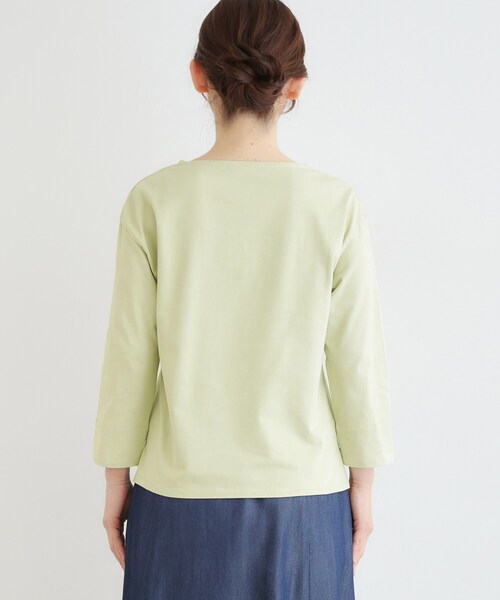 LAURA ASHLEY(ローラアシュレイ)の「【7分袖/コットン100%/見返し刺繍入り/5colors】ハービー フィールド柄プルオーバー(Tシャツ/カットソー・レディース・ライトオレンジ系/グリーン/オフホワイト/ネイビー/ライトブルー・38/40)」の17枚目の写真