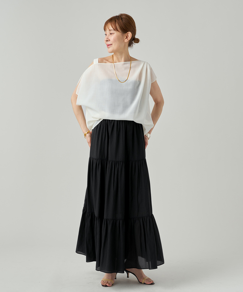 VERMEIL par iena（ヴェルメイユパーイエナ）の「Airy ティアードスカート（スカート・レディース・ブラック/チャコールグレー・38/36）」の3枚目の写真