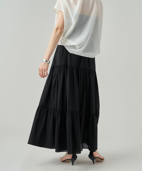 VERMEIL par iena（ヴェルメイユパーイエナ）の「Airy ティアードスカート（スカート・レディース・ブラック/チャコールグレー・38/36）」の8枚目の写真