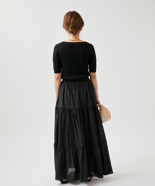 VERMEIL par iena（ヴェルメイユパーイエナ）の「Airy ティアードスカート（スカート・レディース・ブラック/チャコールグレー・38/36）」の11枚目の写真