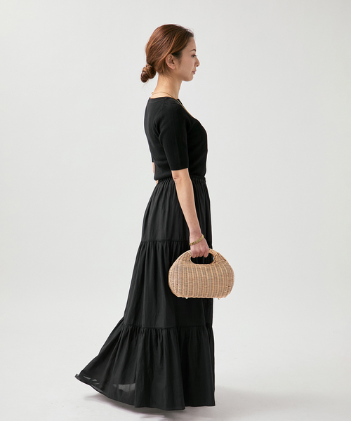 VERMEIL par iena（ヴェルメイユパーイエナ）の「Airy ティアードスカート（スカート・レディース・ブラック/チャコールグレー・38/36）」の12枚目の写真