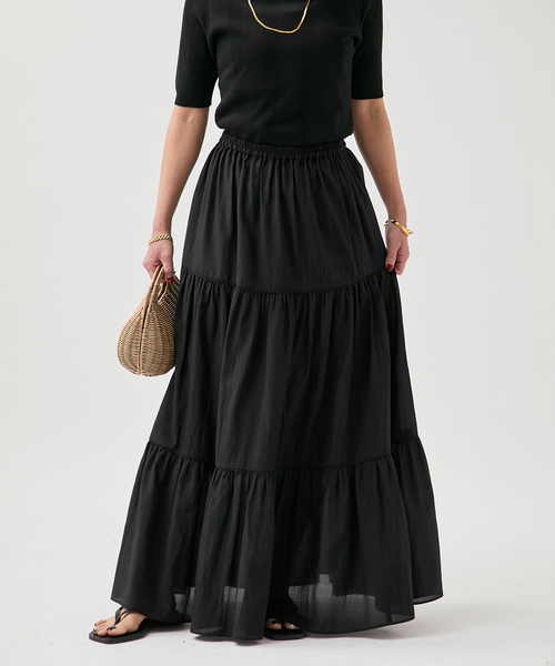 VERMEIL par iena（ヴェルメイユパーイエナ）の「Airy ティアードスカート（スカート・レディース・ブラック/チャコールグレー・38/36）」の13枚目の写真