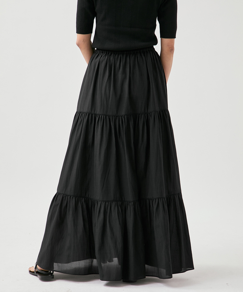 VERMEIL par iena（ヴェルメイユパーイエナ）の「Airy ティアードスカート（スカート・レディース・ブラック/チャコールグレー・38/36）」の14枚目の写真