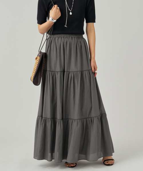 VERMEIL par iena（ヴェルメイユパーイエナ）の「Airy ティアードスカート（スカート・レディース・ブラック/チャコールグレー・38/36）」の21枚目の写真