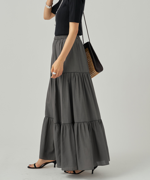 VERMEIL par iena（ヴェルメイユパーイエナ）の「Airy ティアードスカート（スカート・レディース・ブラック/チャコールグレー・38/36）」の22枚目の写真