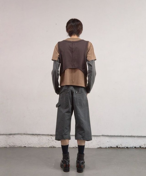 NVRFRGT(ネヴァーフォーゲット)の「CURVED LEG DOUBLE KNEE WORK SHORT PANTS(カーゴパンツ・メンズ・チャコールグレー/オリーブ・1/3/2)」の6枚目の写真