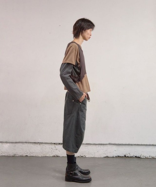 NVRFRGT(ネヴァーフォーゲット)の「CURVED LEG DOUBLE KNEE WORK SHORT PANTS(カーゴパンツ・メンズ・チャコールグレー/オリーブ・1/3/2)」の8枚目の写真