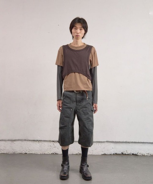 NVRFRGT(ネヴァーフォーゲット)の「CURVED LEG DOUBLE KNEE WORK SHORT PANTS(カーゴパンツ・メンズ・チャコールグレー/オリーブ・1/3/2)」の10枚目の写真