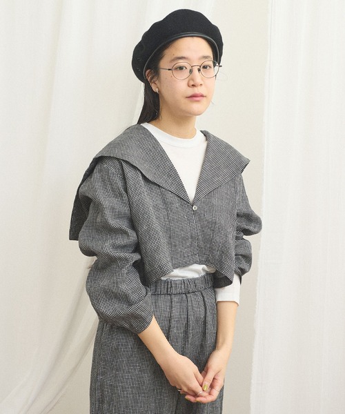 fig Ｌondon（フィグロンドン）の「classic LINEN blouson（ブルゾン・レディース・ブラック/ベージュ・FREE）」の2枚目の写真