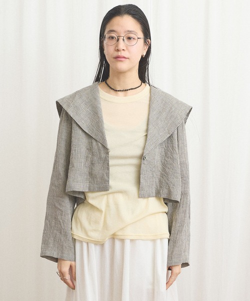 fig Ｌondon（フィグロンドン）の「classic LINEN blouson（ブルゾン・レディース・ブラック/ベージュ・FREE）」の18枚目の写真