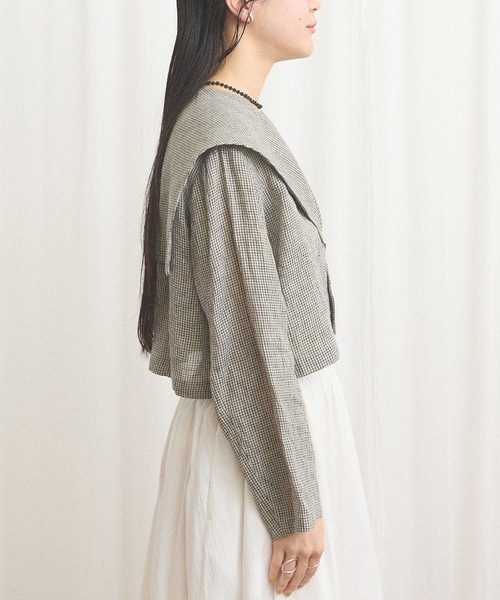 fig Ｌondon（フィグロンドン）の「classic LINEN blouson（ブルゾン・レディース・ブラック/ベージュ・FREE）」の5枚目の写真