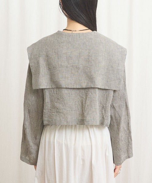 fig Ｌondon（フィグロンドン）の「classic LINEN blouson（ブルゾン・レディース・ブラック/ベージュ・FREE）」の4枚目の写真