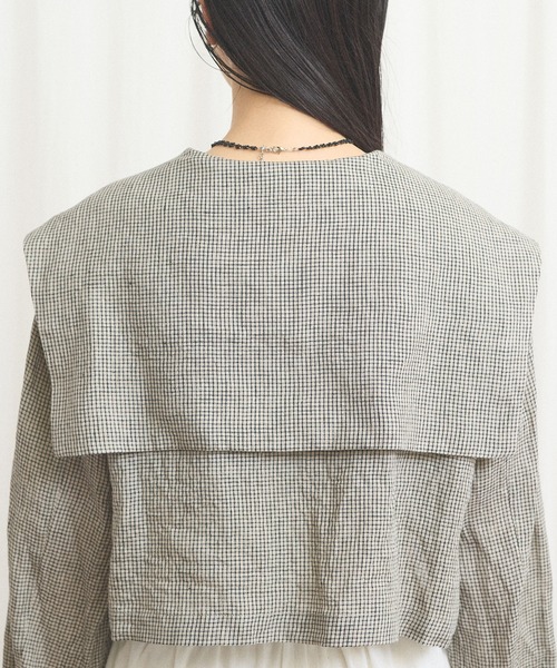 fig Ｌondon（フィグロンドン）の「classic LINEN blouson（ブルゾン・レディース・ブラック/ベージュ・FREE）」の3枚目の写真