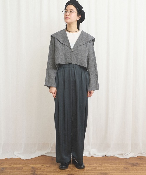 fig Ｌondon（フィグロンドン）の「classic LINEN blouson（ブルゾン・レディース・ブラック/ベージュ・FREE）」の9枚目の写真