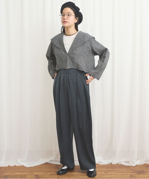 fig Ｌondon（フィグロンドン）の「classic LINEN blouson（ブルゾン・レディース・ブラック/ベージュ・FREE）」の7枚目の写真