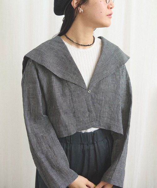 fig Ｌondon（フィグロンドン）の「classic LINEN blouson（ブルゾン・レディース・ブラック/ベージュ・FREE）」の12枚目の写真