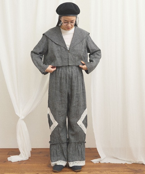 fig Ｌondon（フィグロンドン）の「classic LINEN blouson（ブルゾン・レディース・ブラック/ベージュ・FREE）」の22枚目の写真