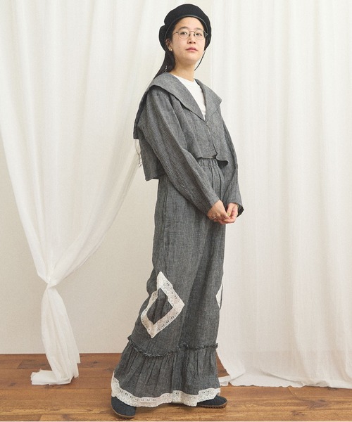 fig Ｌondon（フィグロンドン）の「classic LINEN blouson（ブルゾン・レディース・ブラック/ベージュ・FREE）」の21枚目の写真