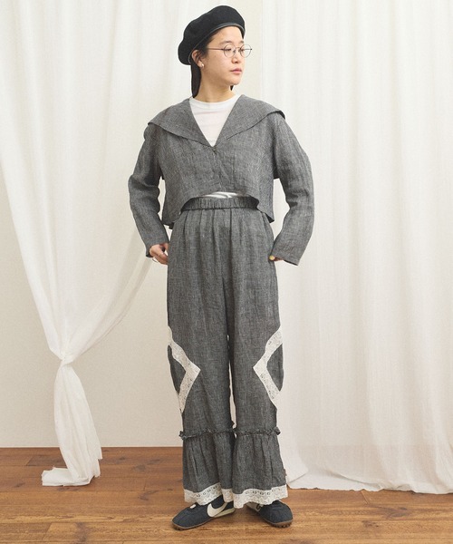 fig Ｌondon（フィグロンドン）の「classic LINEN blouson（ブルゾン・レディース・ブラック/ベージュ・FREE）」の20枚目の写真