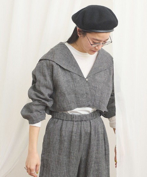 fig Ｌondon（フィグロンドン）の「classic LINEN blouson（ブルゾン・レディース・ブラック/ベージュ・FREE）」の10枚目の写真