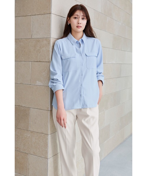 Her lip to（ハーリップトゥー）の「Multi-Way Twill Shirt（シャツ/ブラウス・レディース・ベージュ/オフホワイト/サックスブルー・S/M）」の3枚目の写真