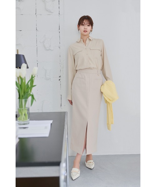 Her lip to（ハーリップトゥー）の「Multi-Way Twill Shirt（シャツ/ブラウス・レディース・ベージュ/オフホワイト/サックスブルー・S/M）」の8枚目の写真