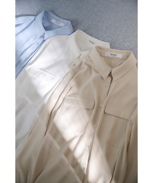 Her lip to（ハーリップトゥー）の「Multi-Way Twill Shirt（シャツ/ブラウス・レディース・ベージュ/オフホワイト/サックスブルー・S/M）」の22枚目の写真
