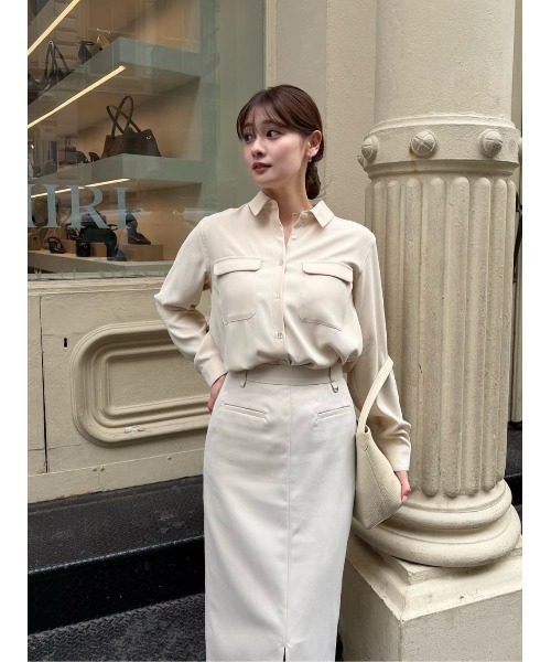 Her lip to（ハーリップトゥー）の「Multi-Way Twill Shirt（シャツ/ブラウス・レディース・ベージュ/オフホワイト/サックスブルー・S/M）」の18枚目の写真