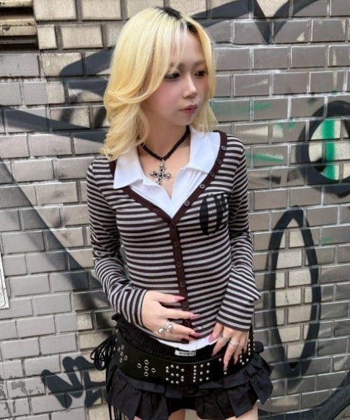 EYEER(イワイイアル)の「【EYEER】02 Logo Button Long Sleeve / 【イーワイイーイーアール】02ロゴボタン長袖Tシャツ(Tシャツ/カットソー・レディース・ホワイト/ブラック×グレー/ブラック・S)」の14枚目の写真